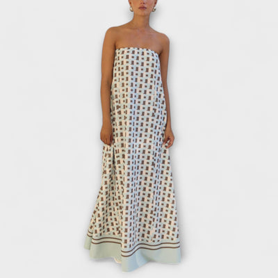 Hazel - Unique Geometric Off-Shoulder Maxi Dress