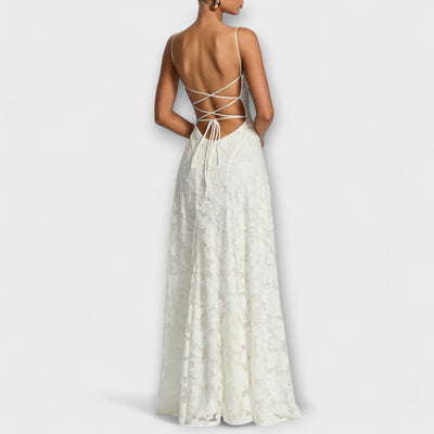Kairi - Stylish Floral Lace Maxi Dress with Spaghetti Straps