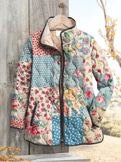 Destiny | Charming Floral Quilted Jacket for Women - Vintage Casual Style
