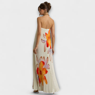 Michelle - Sweetheart Maxi Dress in Orange Floral