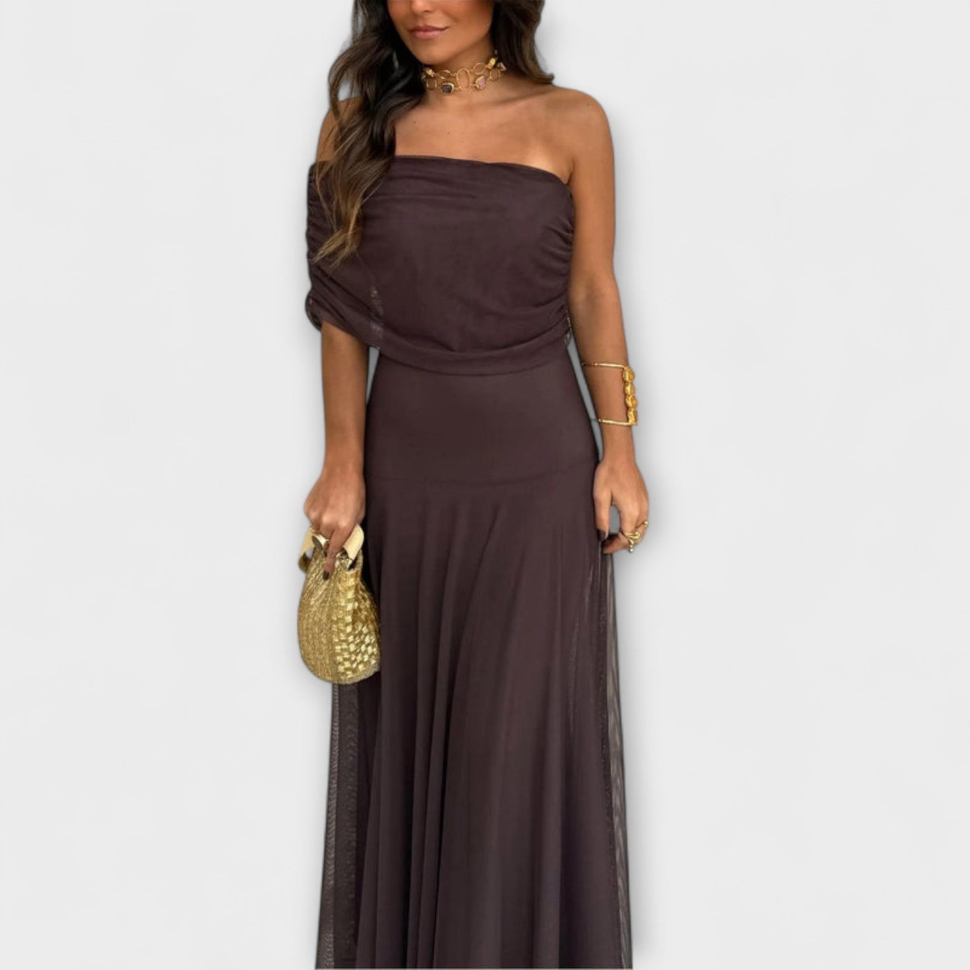 Meadow - Toledo One-Shoulder Mesh Maxi Dress