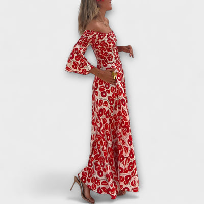 Bella - Off-Shoulder Dress with Ocean Flowers