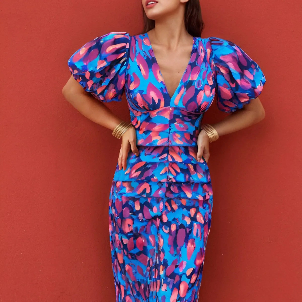 Mariana | Vibrant Puff Sleeve Dress