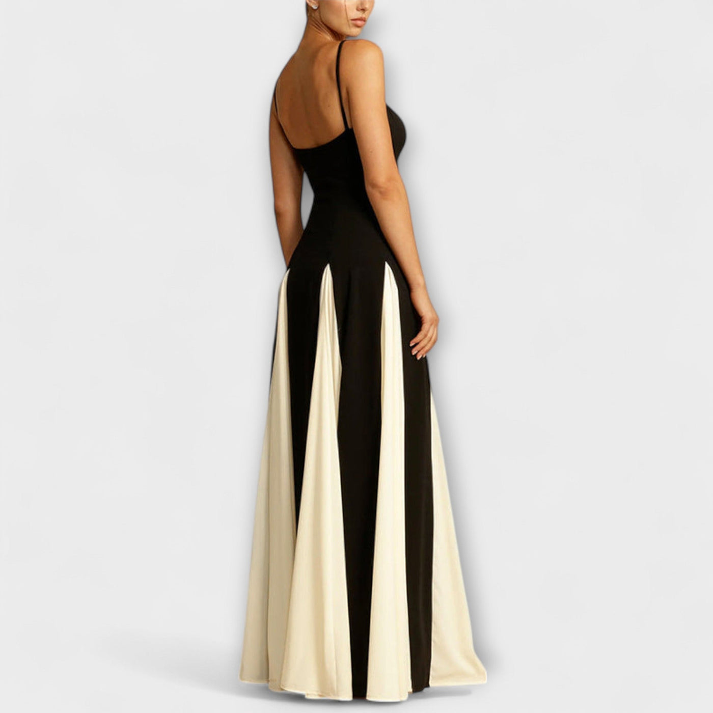 Ember - Classic Elegance A-Line Maxi Dress with Tulle Panels