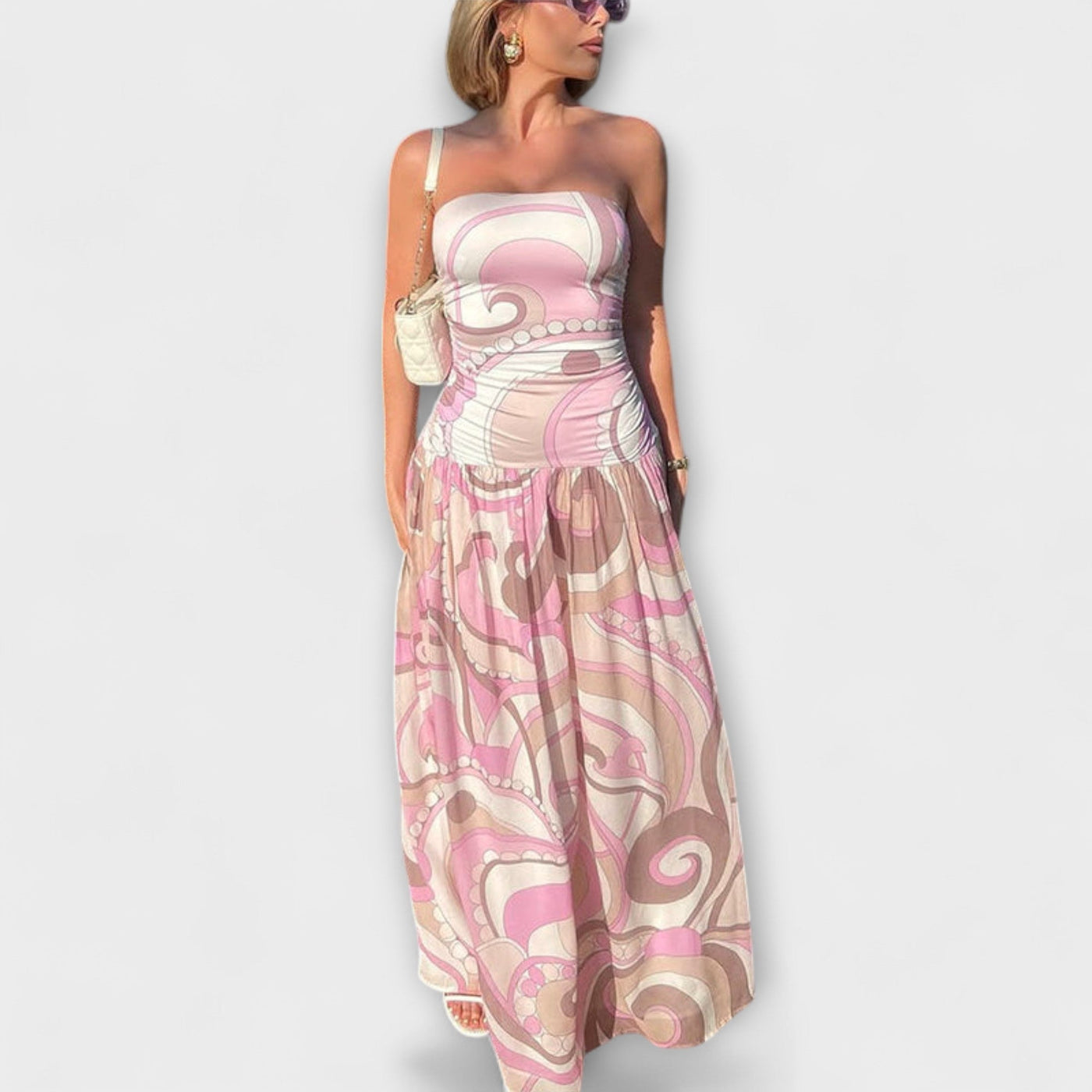 Tatum - Stunning Pastel Off-Shoulder Maxi Dress