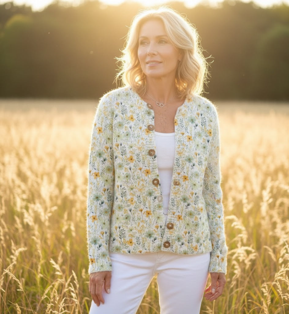 Leilani | Warmer and prettier cardigan with floral print